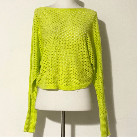 Express Sweaters - EXPRESS Neon Green Net Sweater